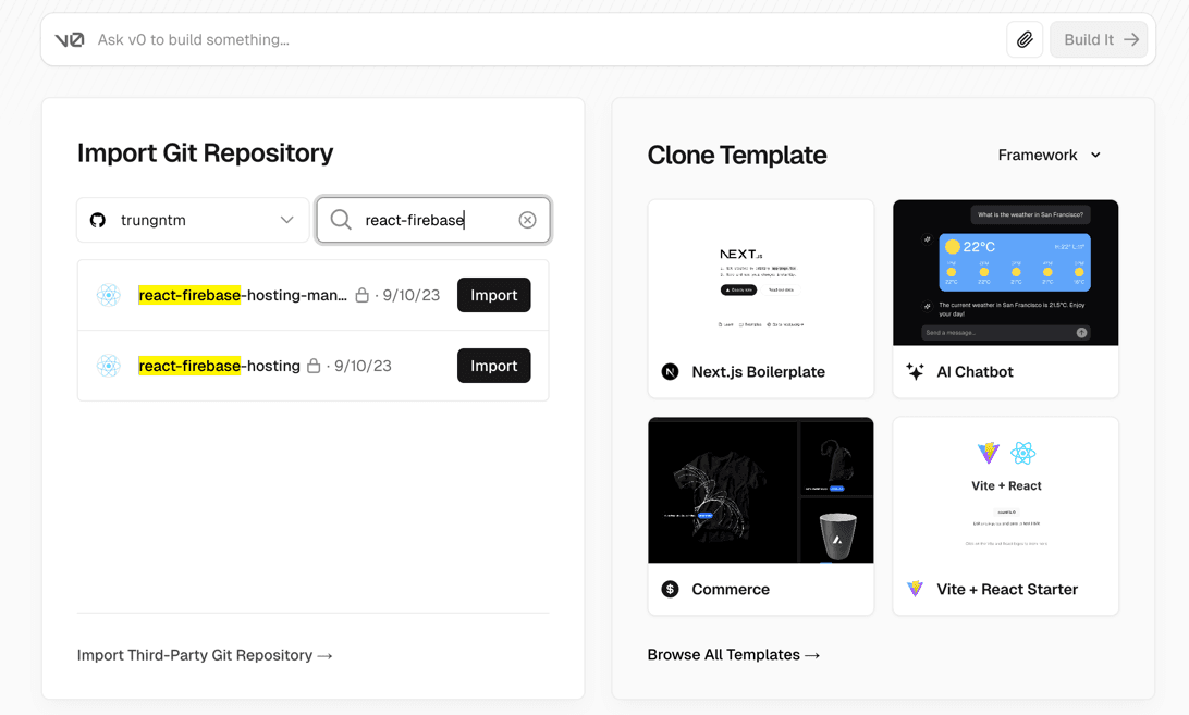 Import Github project to Vercel